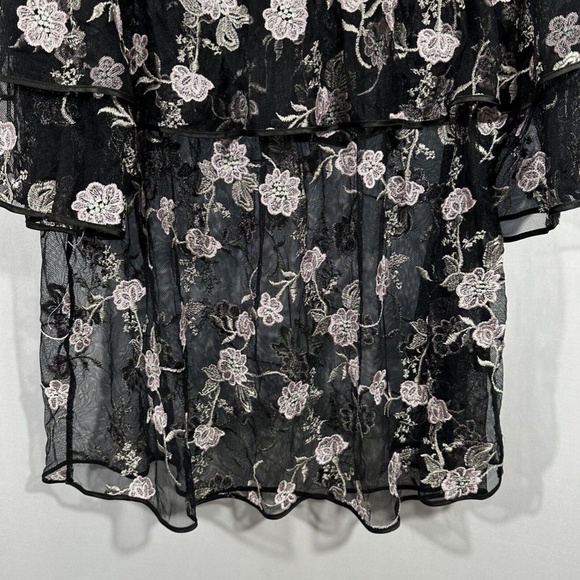 NEW $120 Alfani [ 2X ] Embroidered‎ Ruffle Illusion Top in Black Purple - Picture 12 of 12